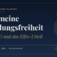 Allgemeine Handlungsfreiheit, Art. 2 I GG und das Elfes-Urteil. Schlagworte: Auffanggrundrecht, Elfes, Schrankentrias.