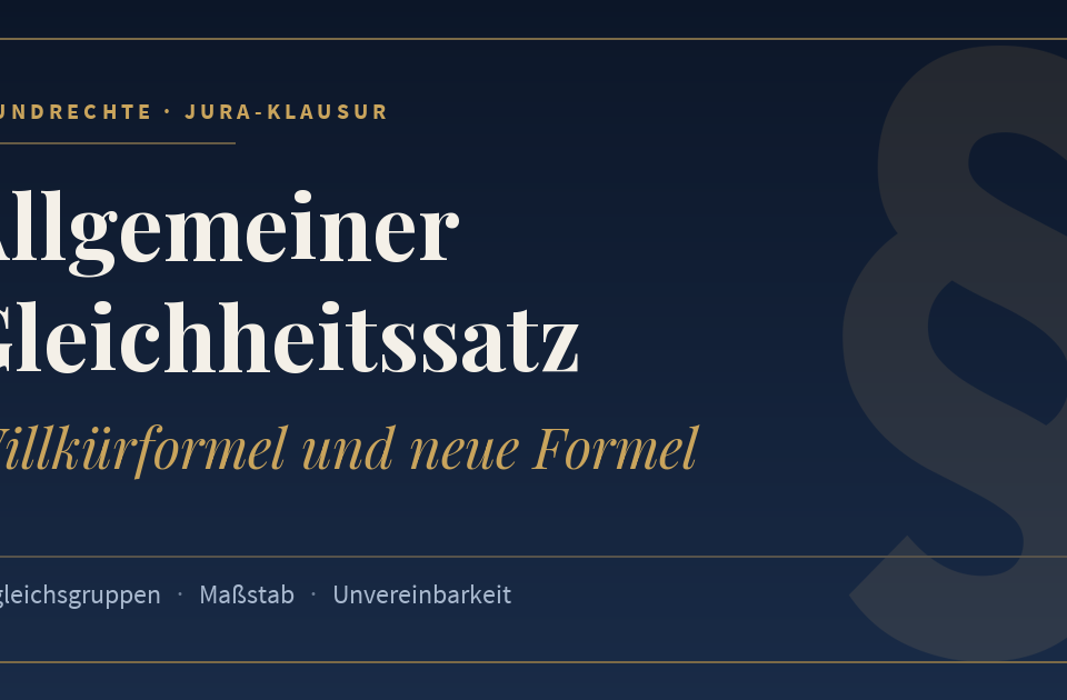 Allgemeiner Gleichheitssatz, Willkürformel und neue Formel. Schlagworte: Vergleichsgruppen, Maßstab, Unvereinbarkeit.