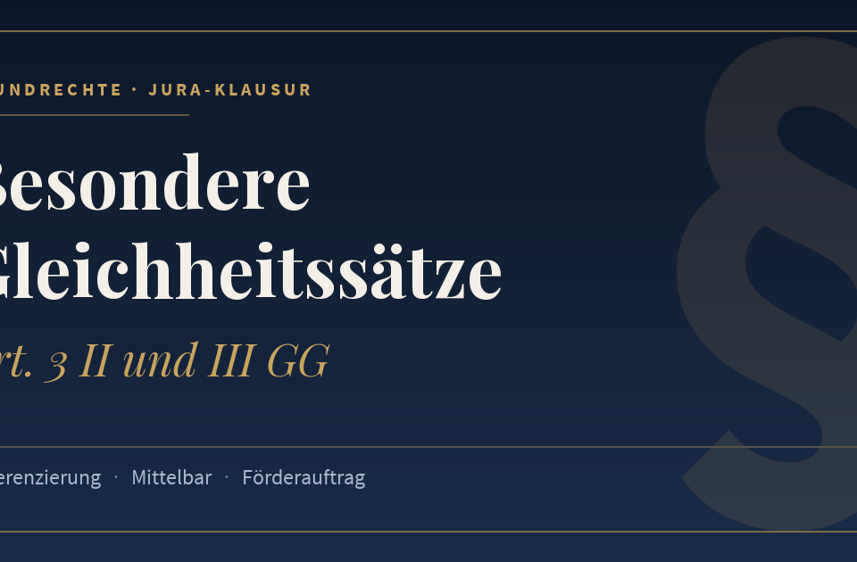 Besondere Gleichheitssätze, Art. 3 II und III GG. Schlagworte: Differenzierung, Mittelbar, Förderauftrag.