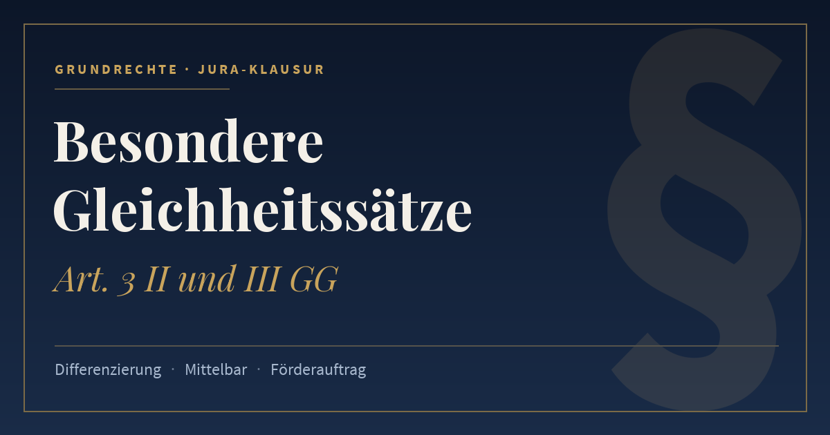 Besondere Gleichheitssätze, Art. 3 II und III GG. Schlagworte: Differenzierung, Mittelbar, Förderauftrag.