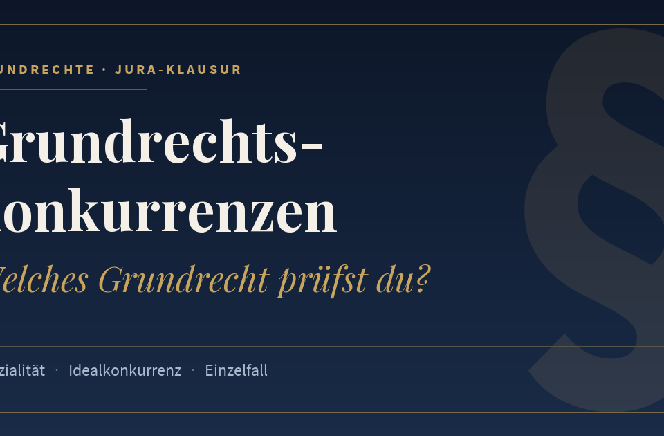 Grundrechtskonkurrenzen, Welches Grundrecht prüfst du?. Schlagworte: Spezialität, Idealkonkurrenz, Einzelfall.