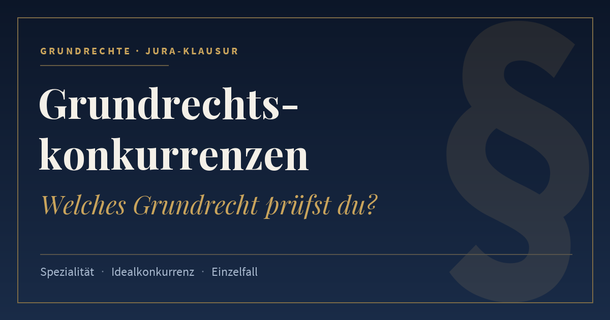 Grundrechtskonkurrenzen, Welches Grundrecht prüfst du?. Schlagworte: Spezialität, Idealkonkurrenz, Einzelfall.