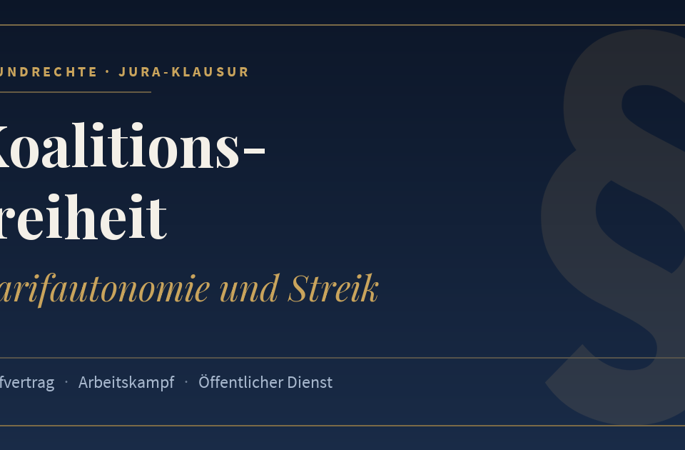 Koalitionsfreiheit, Tarifautonomie und Streik. Schlagworte: Tarifvertrag, Arbeitskampf, Öffentlicher Dienst.