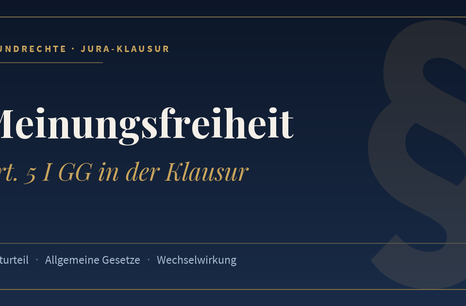 Meinungsfreiheit, Art. 5 I GG in der Klausur. Schlagworte: Werturteil, Allgemeine Gesetze, Wechselwirkung.