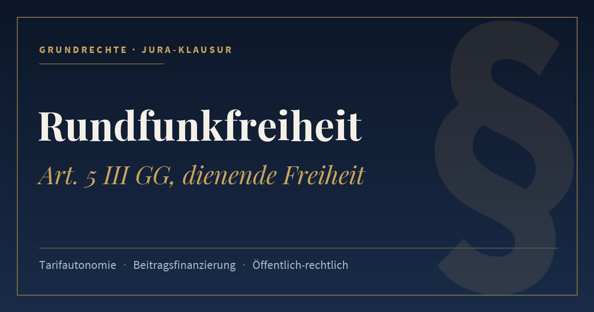 Rundfunkfreiheit, Art. 5 III GG, dienende Freiheit. Schlagworte: Tarifautonomie, Beitragsfinanzierung, Öffentlich-rechtlich.